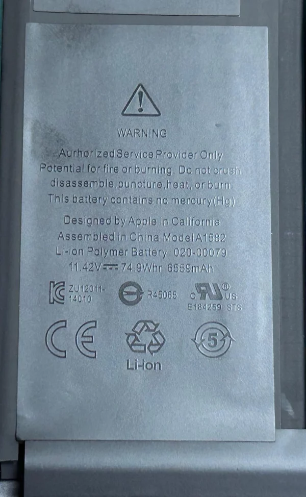 Battery A1582 for Apple MacBook Pro 13 A1502 2015